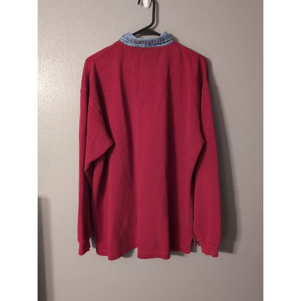 American Eagle Red Vintage Long Sleeve Polo Men's Size M READ - Picture 3 of 7